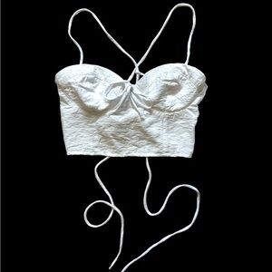 Cute Sexy Trendy Divided White cami drawstring tie down core